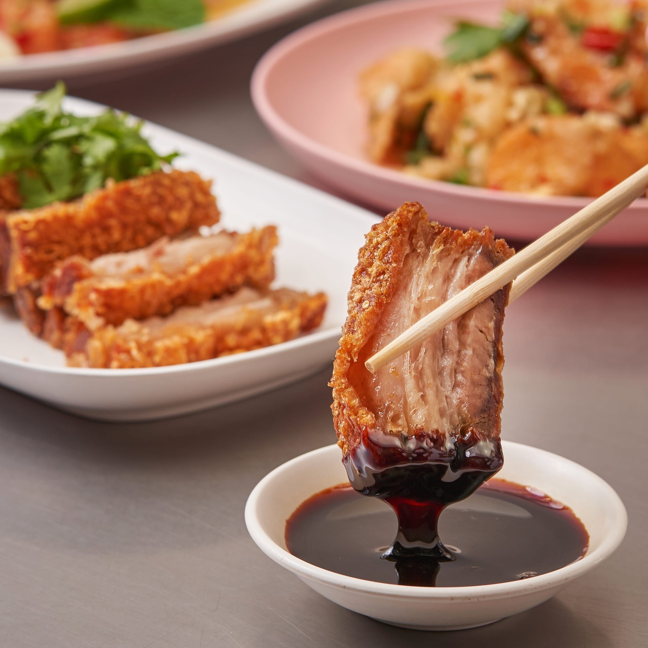 Best restaurants in Bangkok | breaded meat dipped in a sauce at Jay Oh