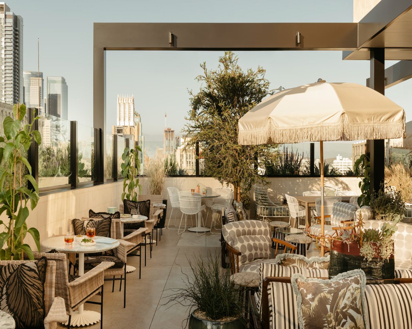 The sun-drenched rooftop Cabra restaurant and bar at The Hoxton