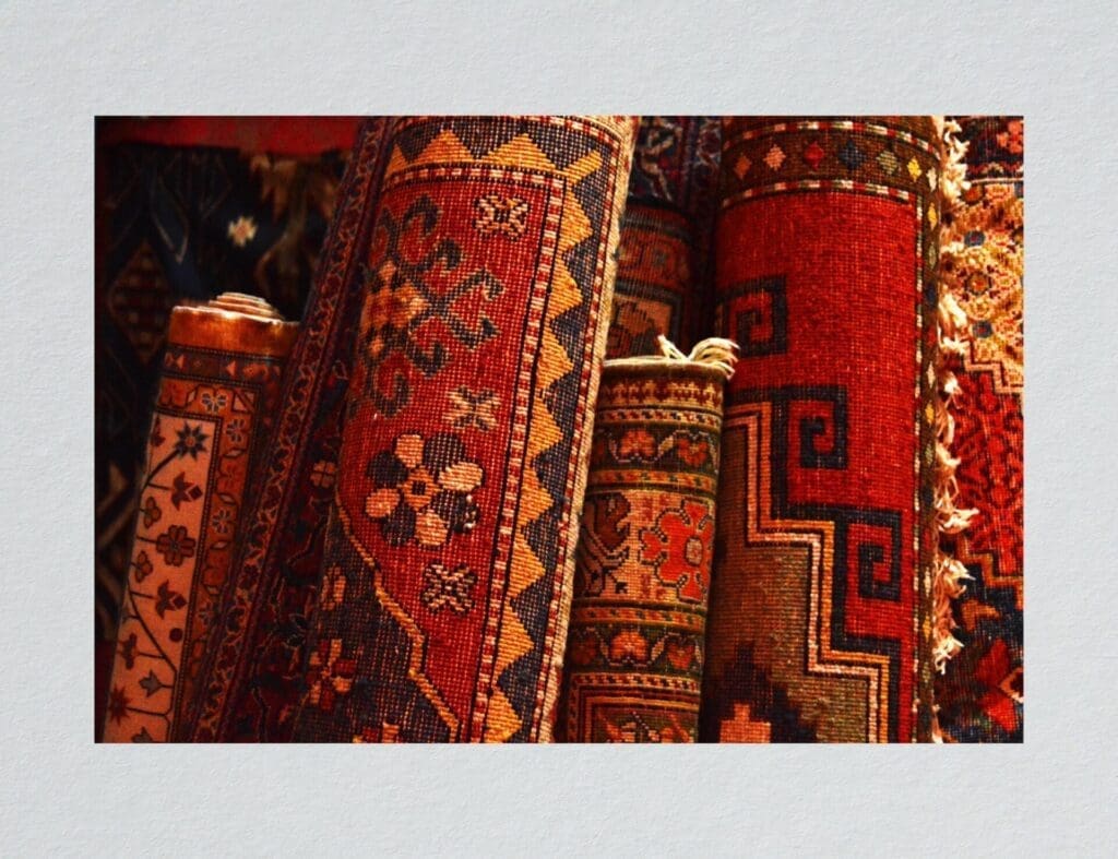 Oriental rugs rolled up