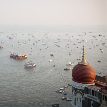 Gateway of India in Mumbai, showcasing its grand archway and intricate details, highlighting the city's historical and cultural significance.