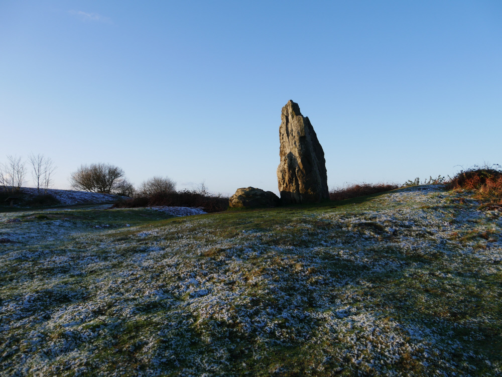 Isle of Wight | The Longstone in light snow at Motttistone Estate, Isle of Wight