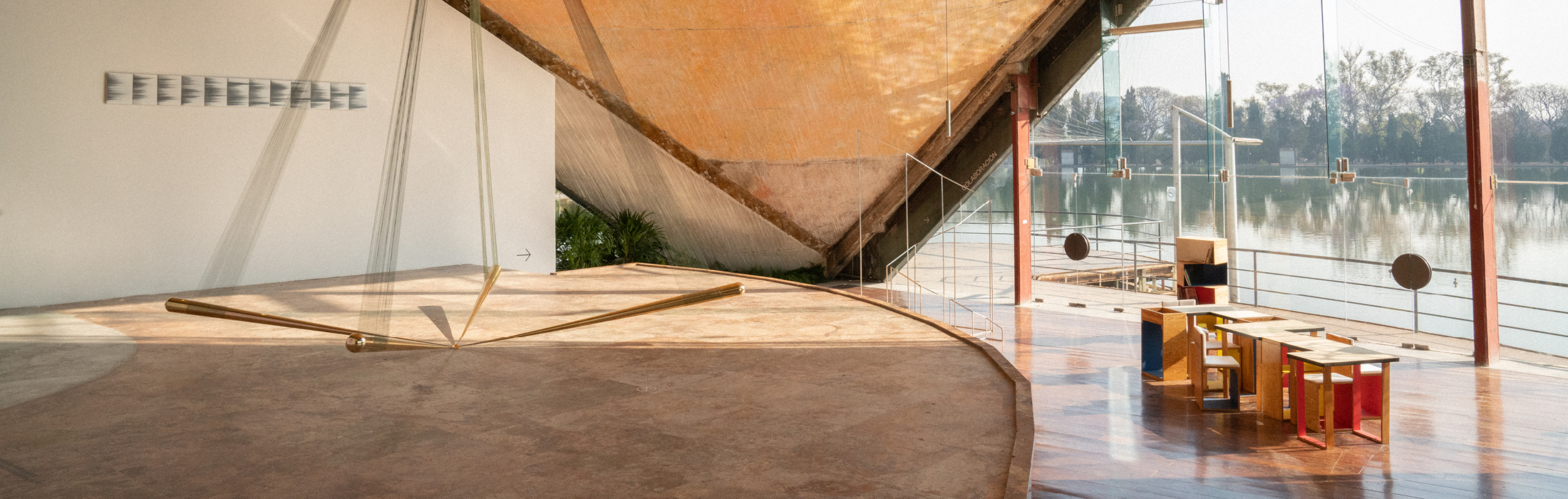 The main gallery space with a water-facing view at Algo in Mexico City