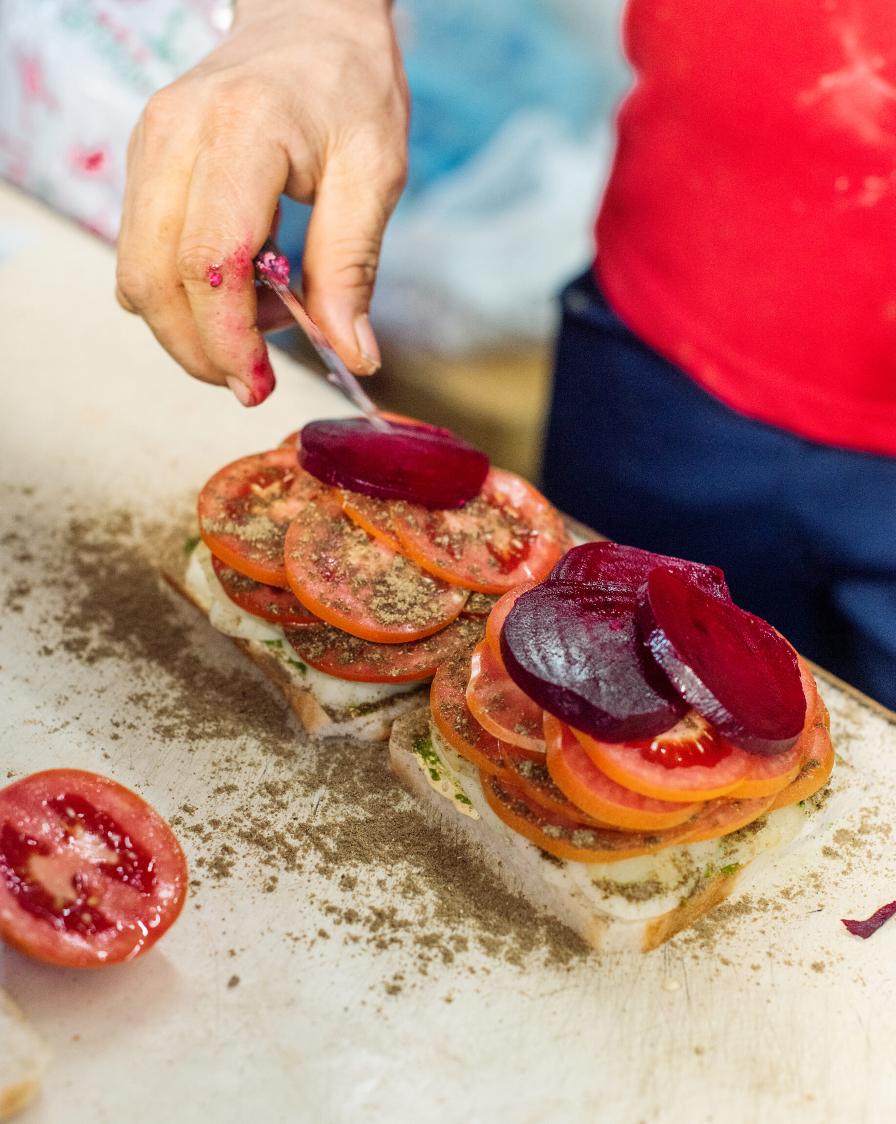 A Bombay Sandwich being prepared at Gayatri Snacks & Cold Drink Center opposite Mithibai College