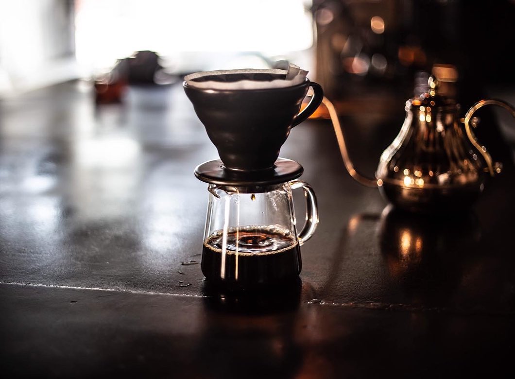 Best Bangkok coffee shops | Coffee drips through a V60 into a small pot