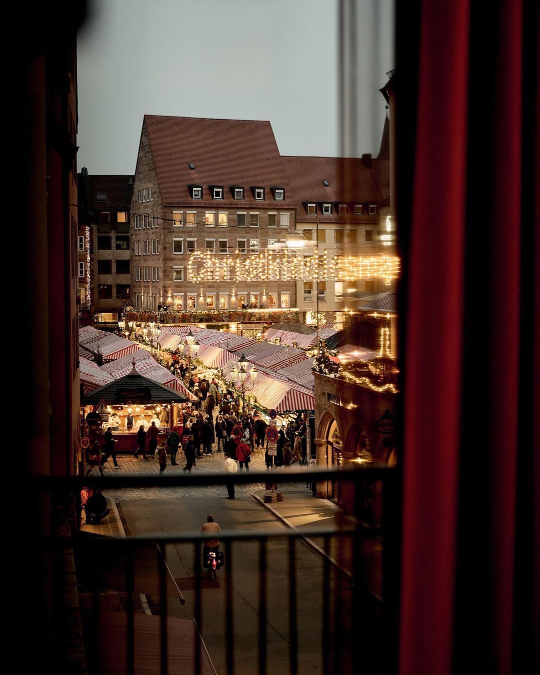 Nuremberg's Christkindlmarkt seen from Karl August hotel