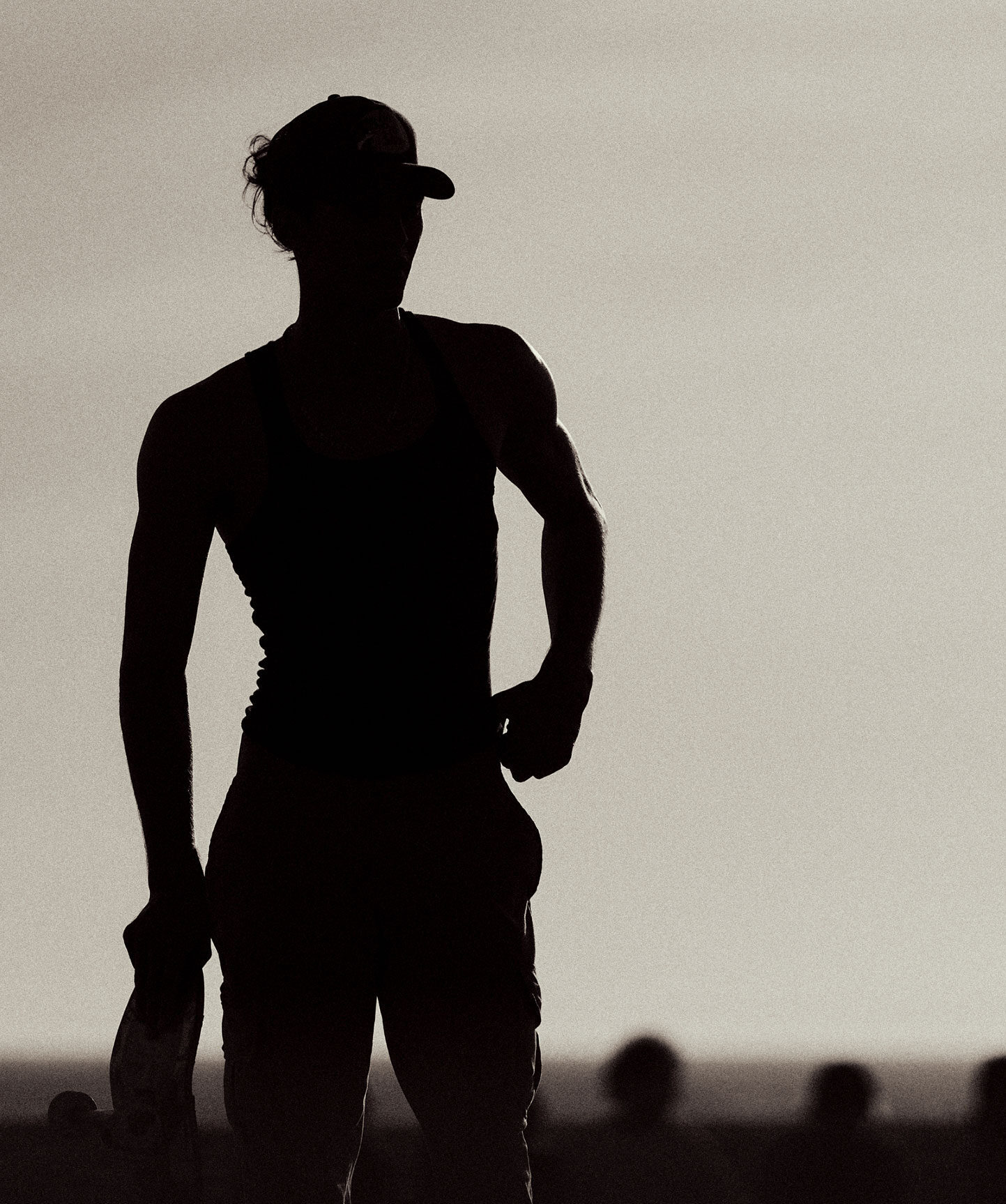 Focal Point, Erik Melvin | A black and white silhouette of a skater in LA. Photo by Erik Melvin