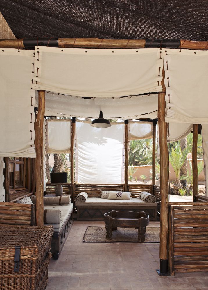 A serene seating area in Morocco at a 700’000 Heures property