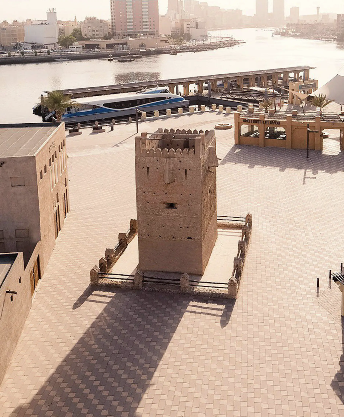 An aerial view of the Al Shindagha Museum Complex in Dubai.