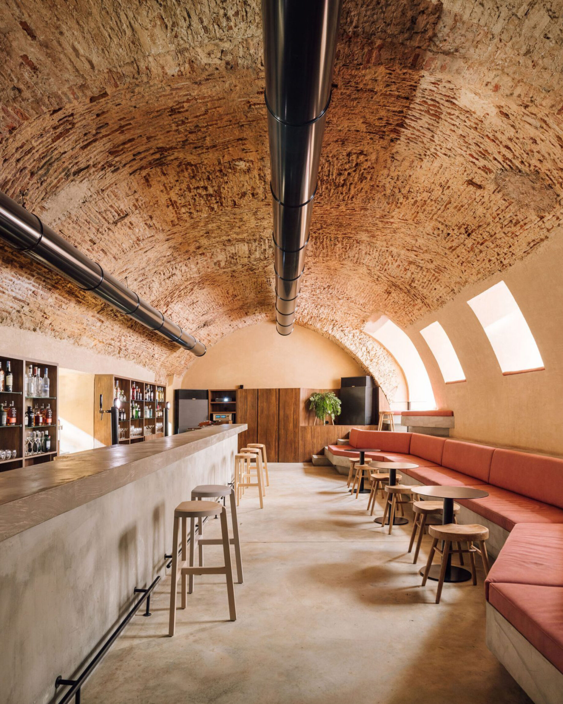 The vaulted ceiling at Vago bar in Santos, Lisbon