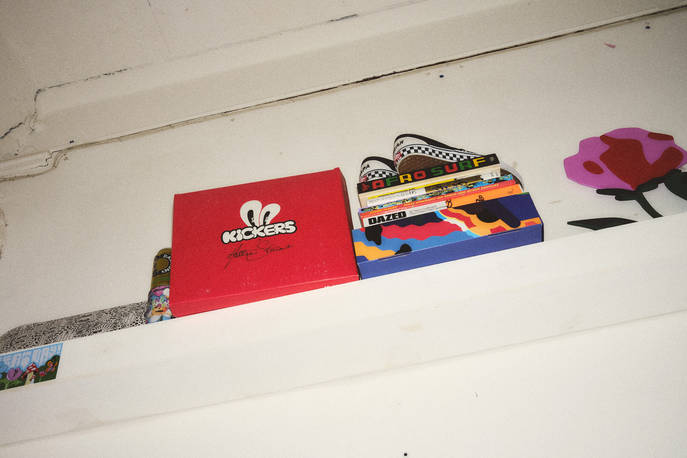 Objects on a shelf in Hattie Stewart's London studio