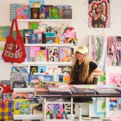 Illustrator Hattie Stewart in her London studio, photography by Jack Johnstone