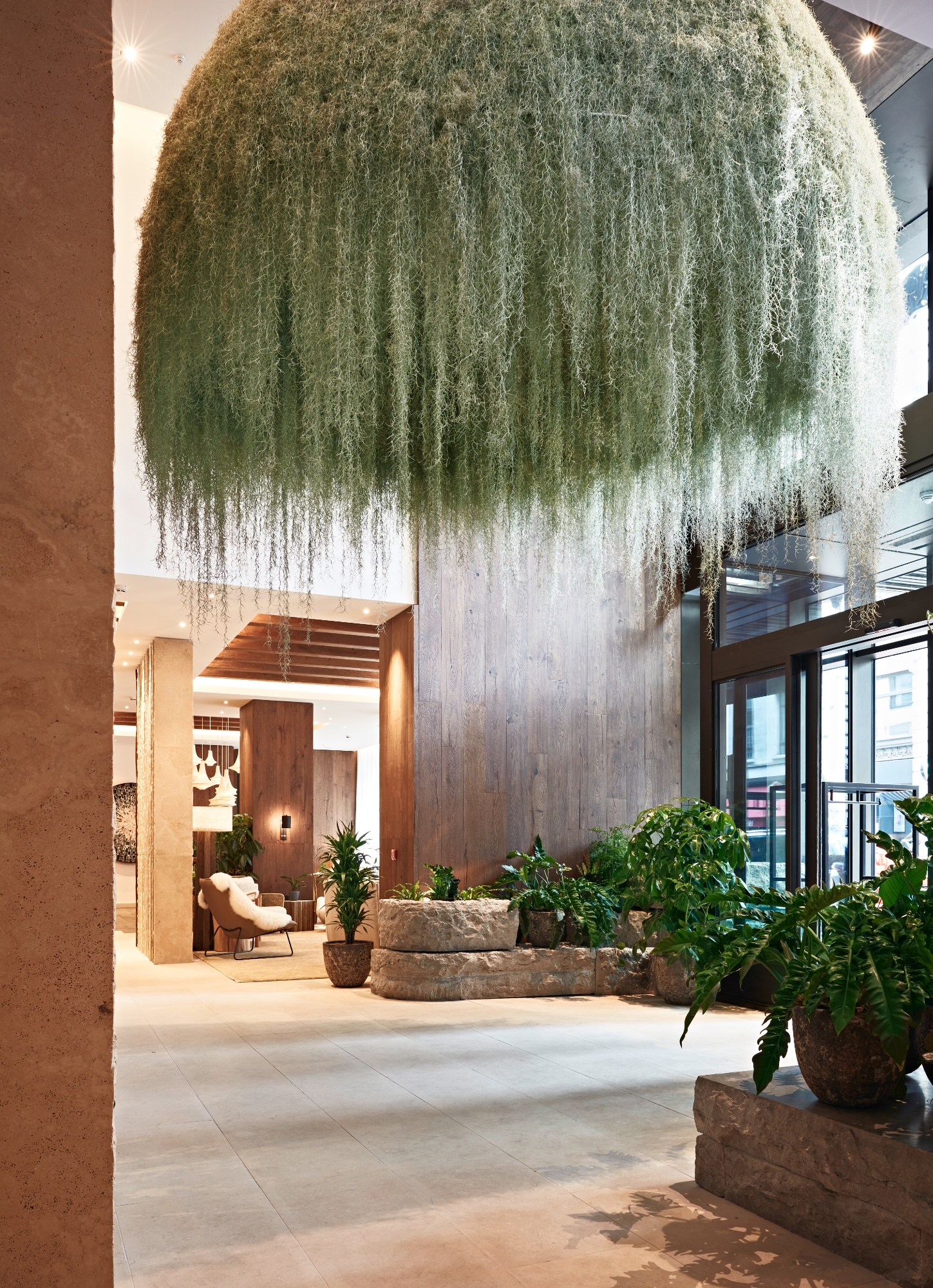 1 Hotel Mayfair | A large-scale installation by French designer Patrick Nadeau is suspended in the lobby