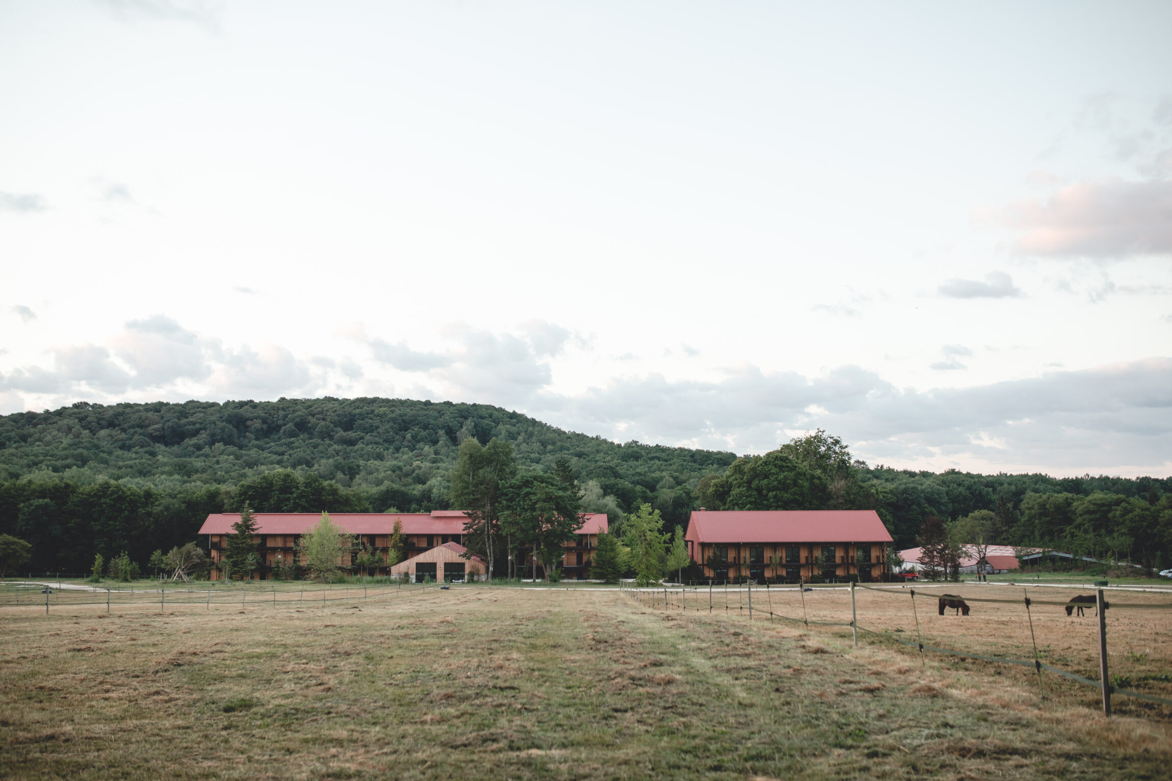 The low slung farm houses at Le Barn, Bonnelles, France