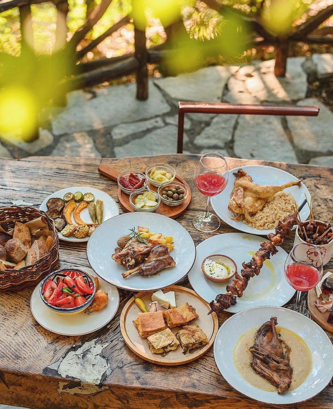 A generous spread of food at Mrizi I Zanave Agroturizëm, Albania