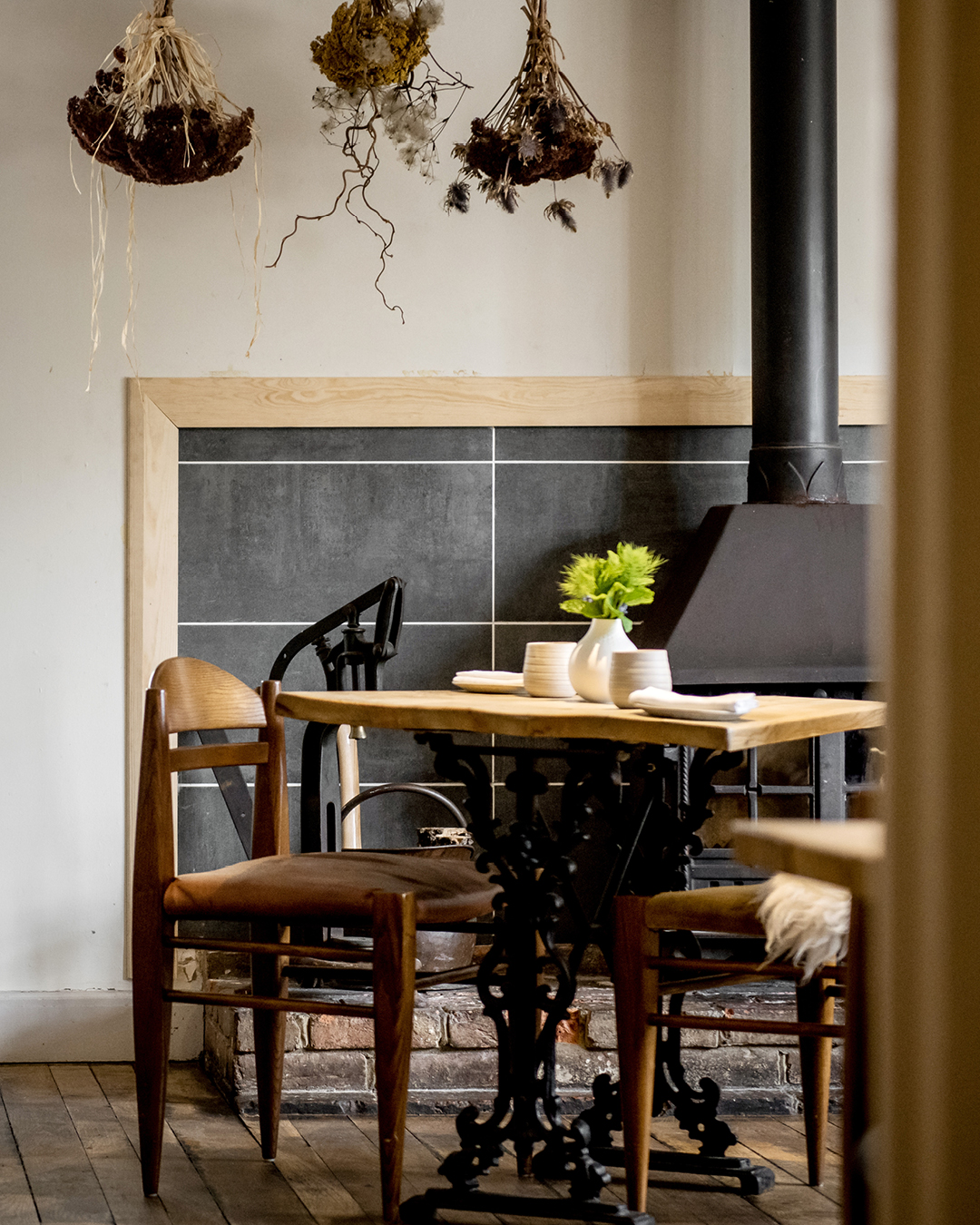 A dining room corner at The Small Holding in Devon.