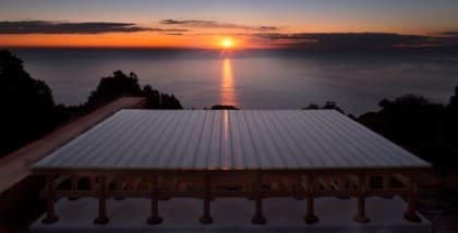 A view of the sun setting overlooking Sagami Bay