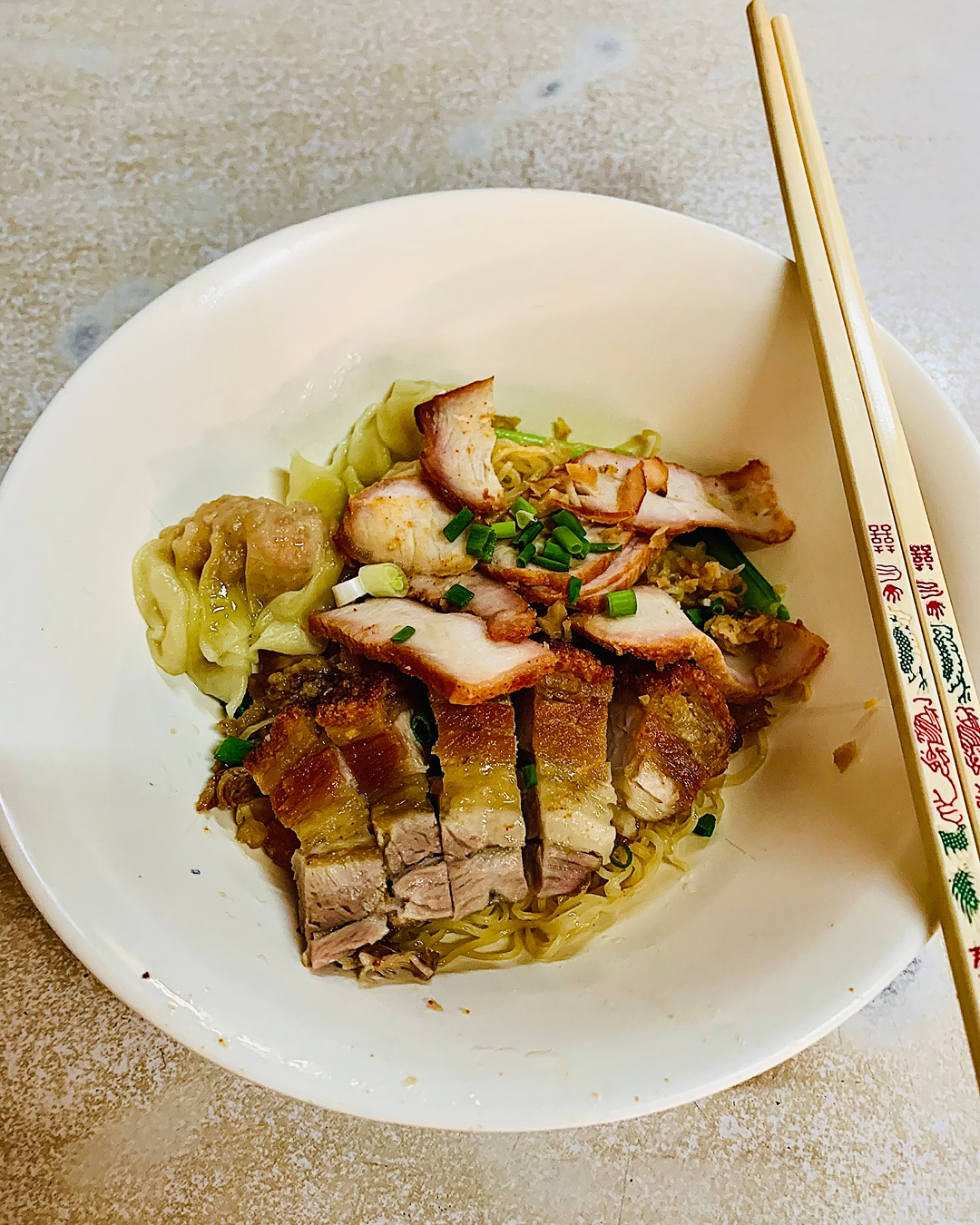 a BBQ pork dish at Hom Dee Wonton Noodle