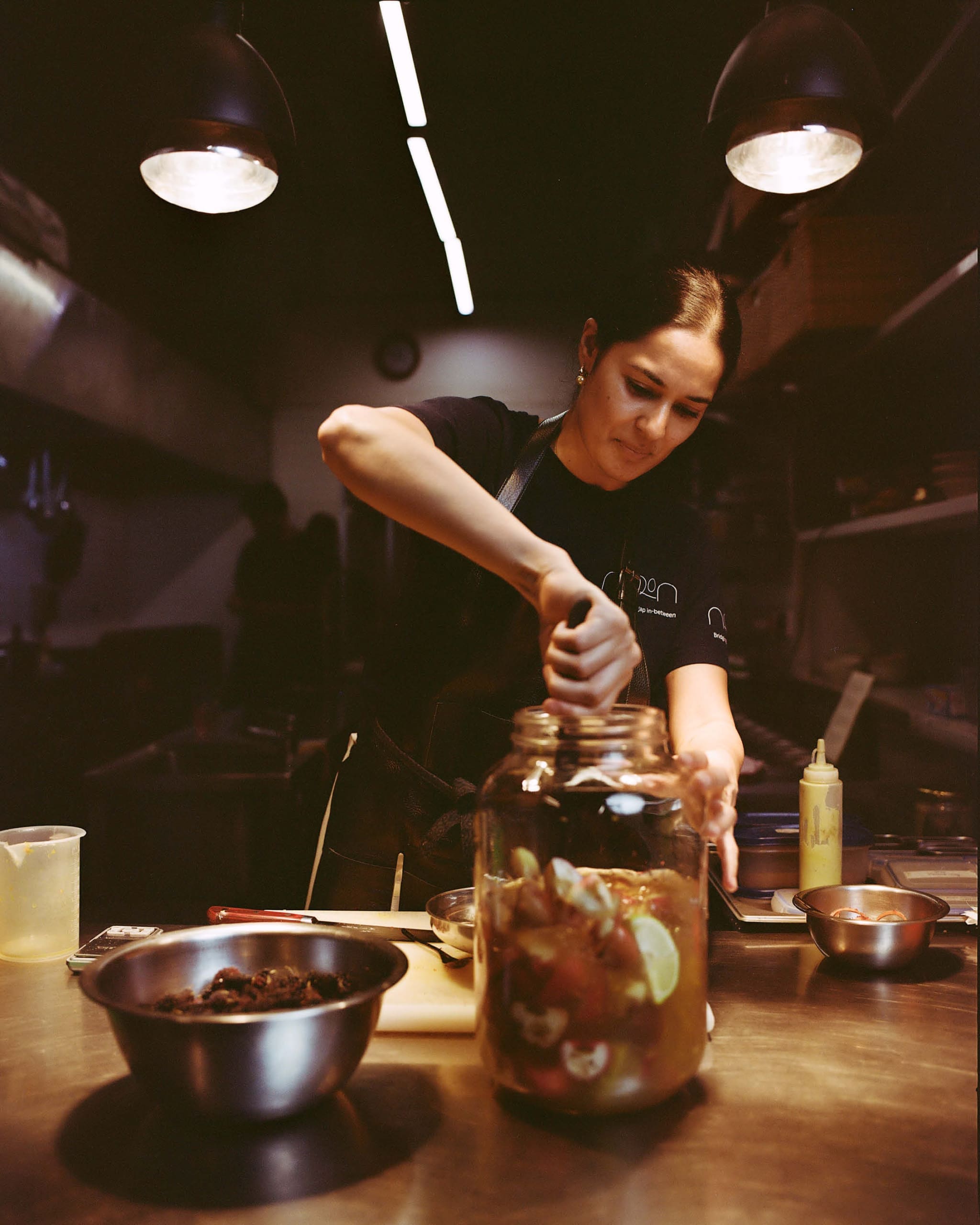 Chef Vanika Choudhary working in her restaurant Noon.