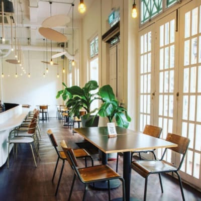 The bright interiors of Twenty Eight Cafe, Singapore.