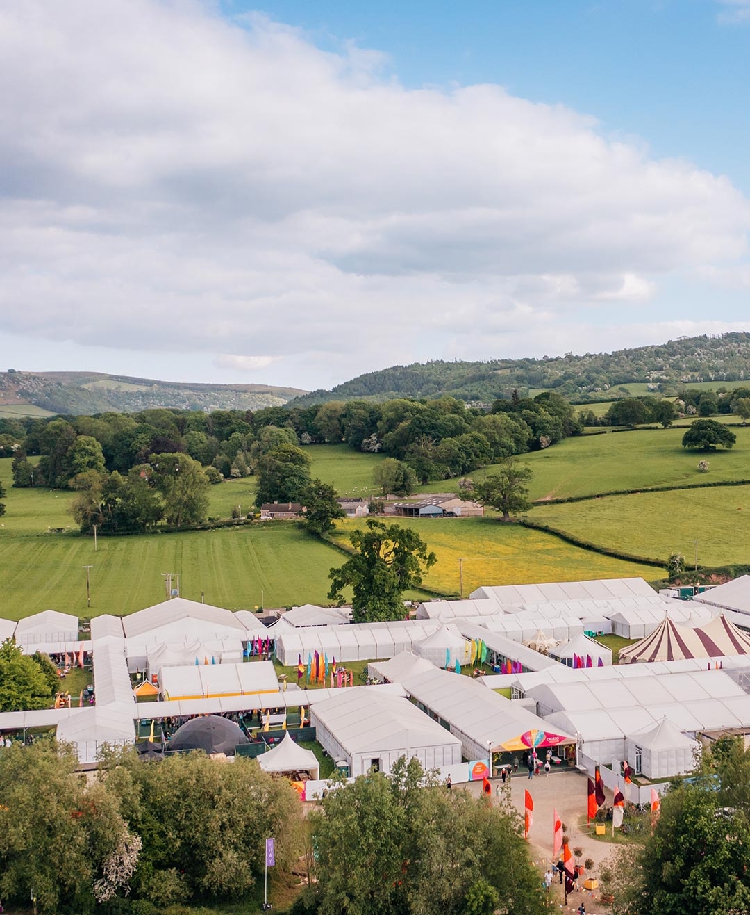 Aerial shot of Hay Festival