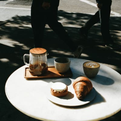 Croissants and coffee served at La Cabra, New York