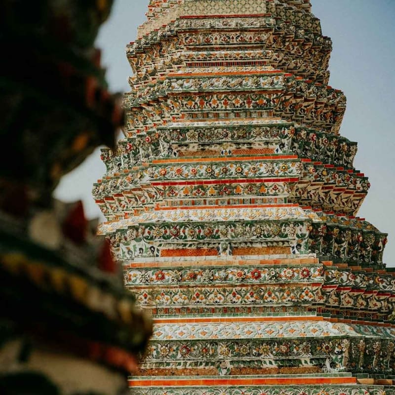 Close up of decorative spire of wat arun temple