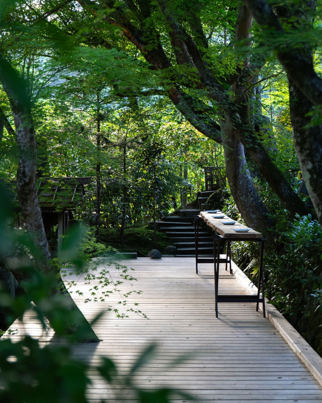 An outdoor terrace at Chef's Table by Katsuhito Inoue restaurant.