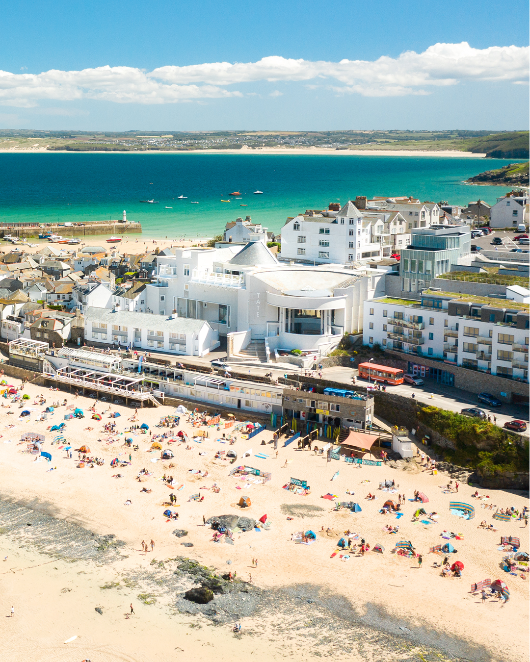 Aerial shot of Tate St Ives