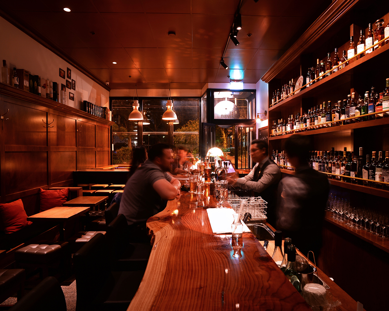 Counter seating at The Elysian Whisky Bar in Fitzroy, Melbourne