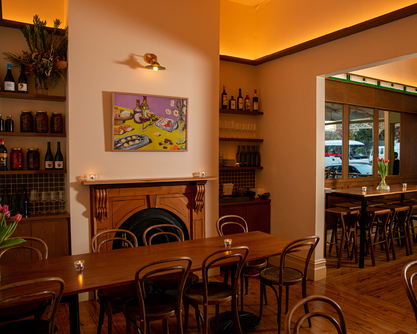 The homely dining room at Bar Bellamy in Carlton, Melbourne