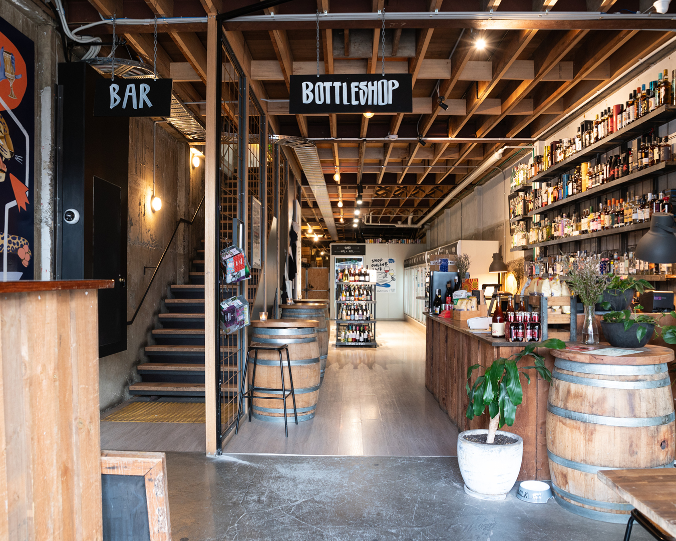 Interiors of the bottleshop and bar at Mr West in Footscray in Melbourne