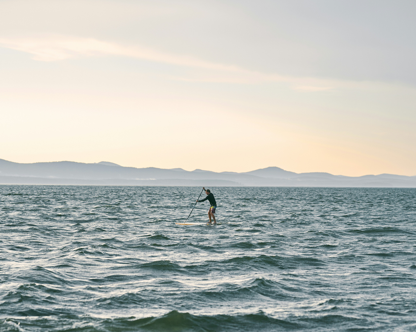 Paddleboarder on Lake Tahoe, US