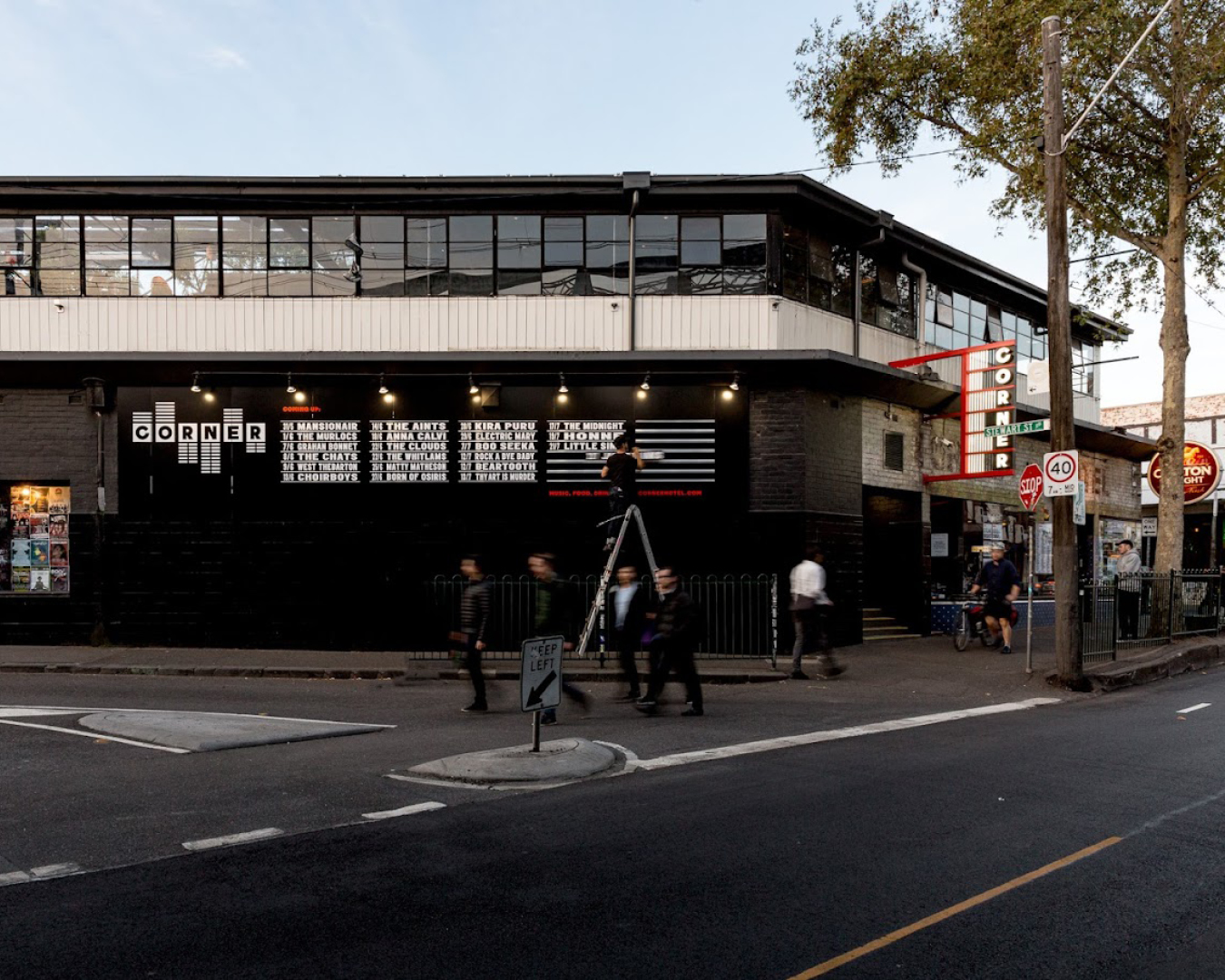 Outside Corner Hotel in East Melbourne.