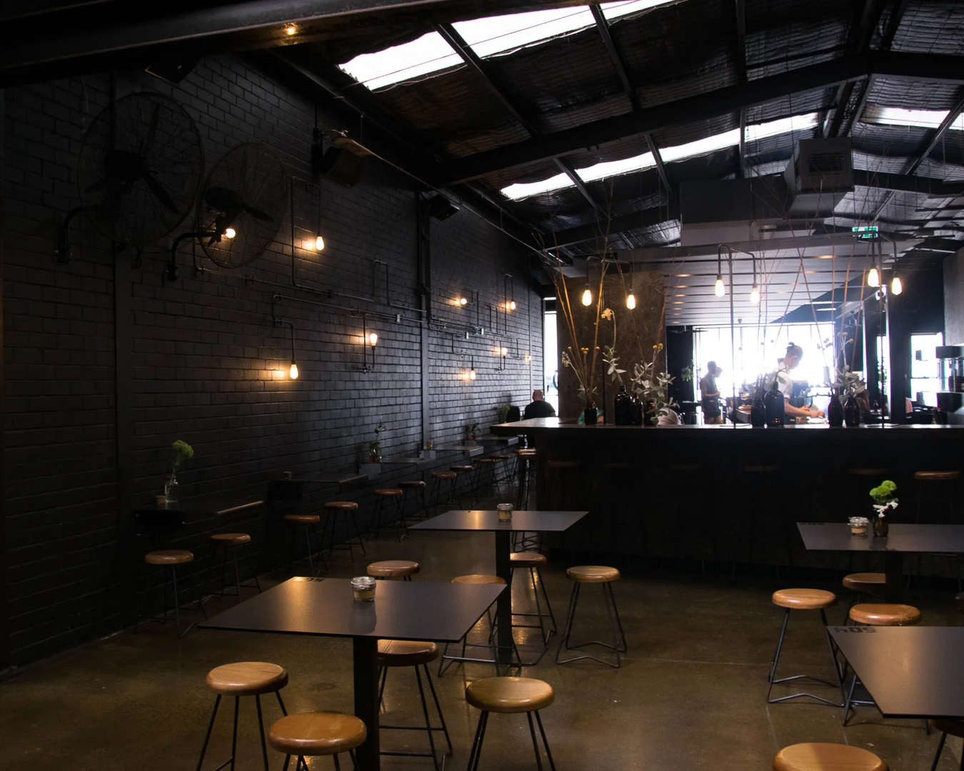 Industrial interiors at Code Black Coffee