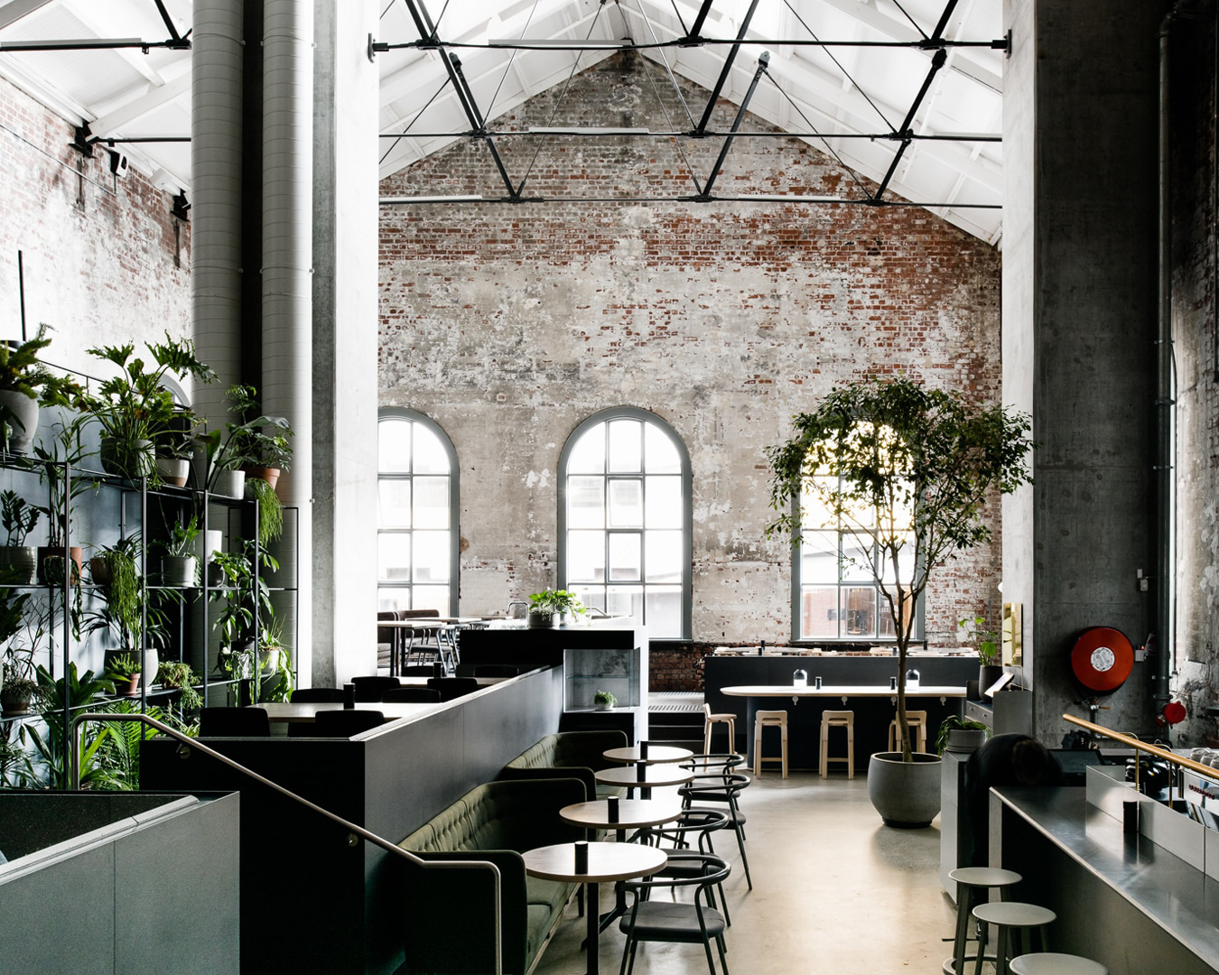 Higher Ground coffee shop in Melbourne, housed in a former warehouse.