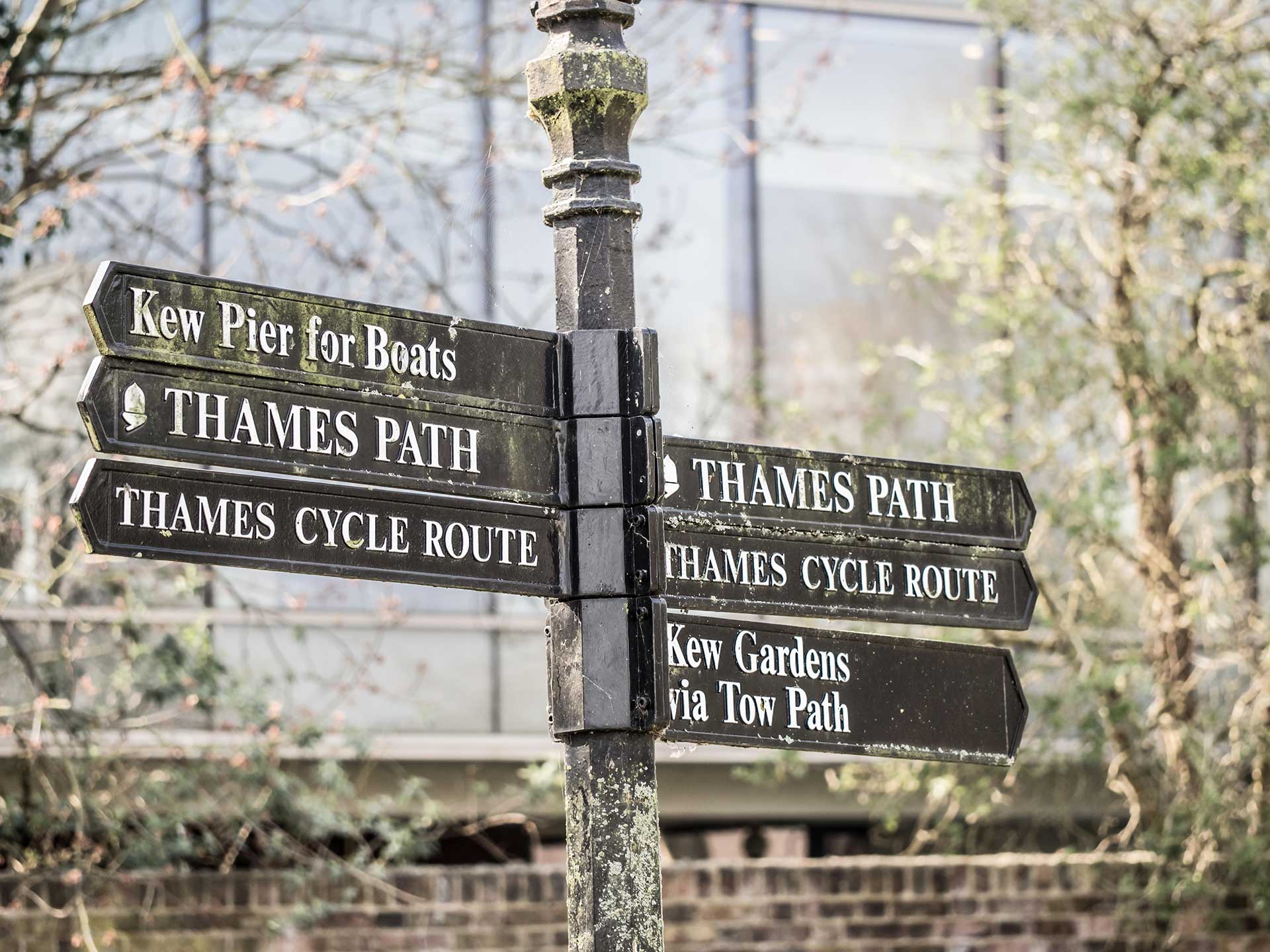 Signage on the Thames Path.