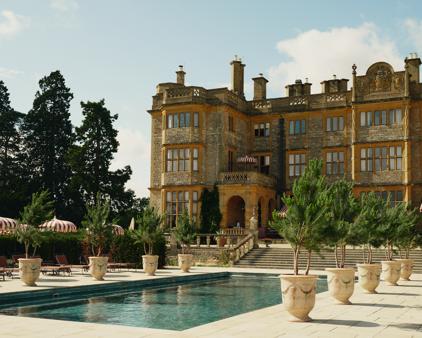 The Riviera-inspired terrace at Estelle Manor pictured in summer