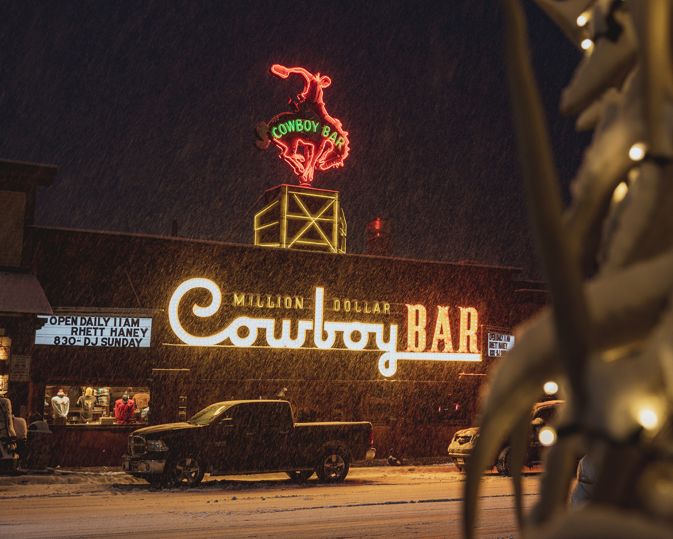 Bright lights at Million Dollar Cowboy Bar