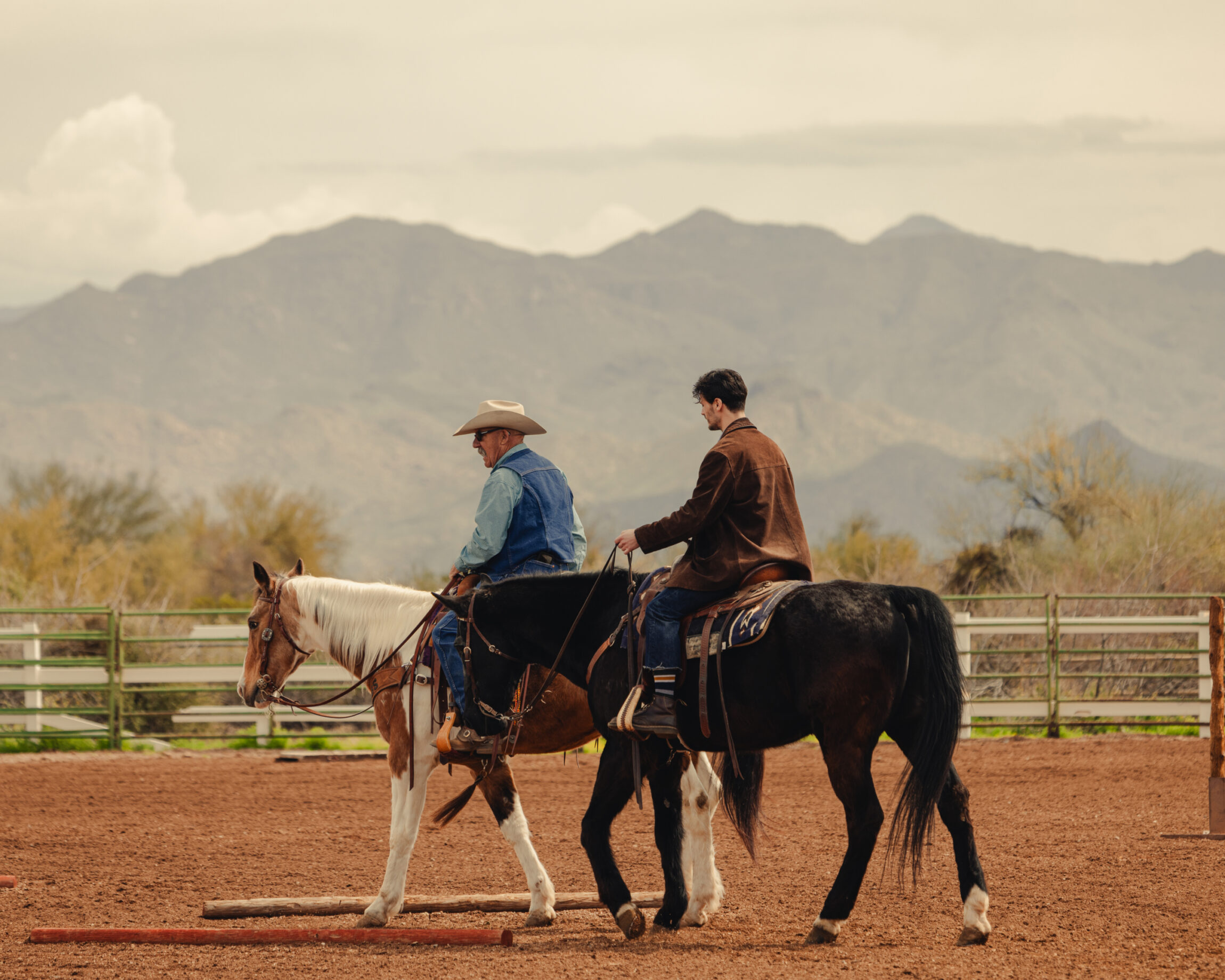 Horse riding at dusk