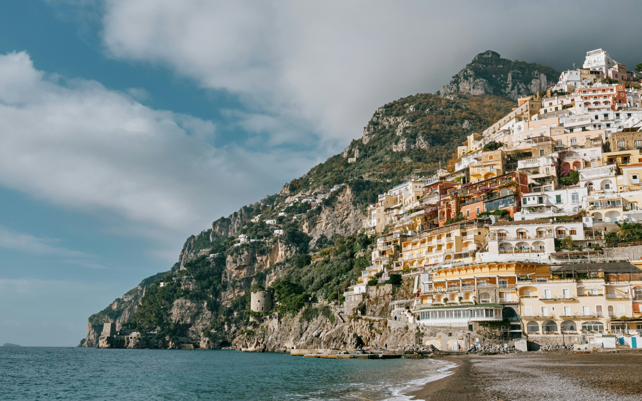 Houses built into the hillside in Campania, Italy