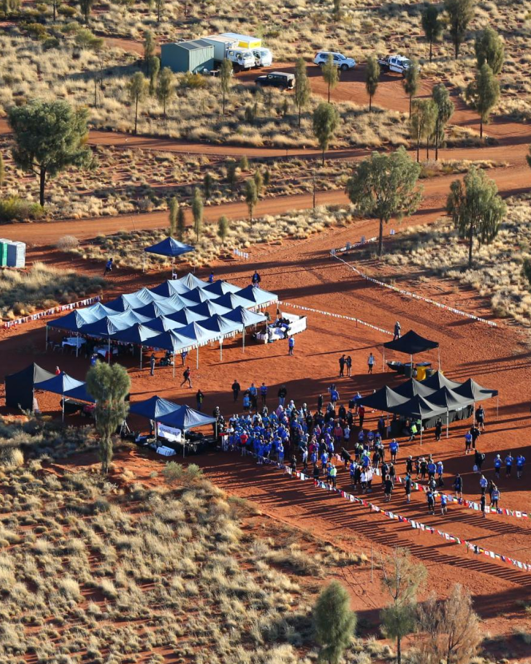 Runners preparing to run the Australian Outback Marathon.