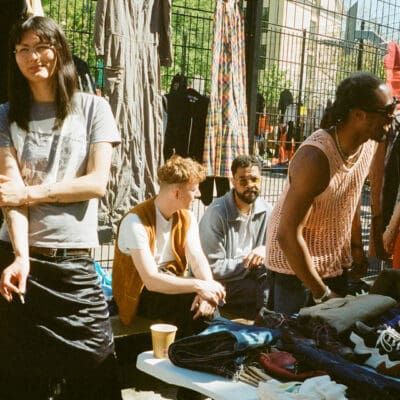 People gathered at Det Grønne Løppemarked flea market copenhagen