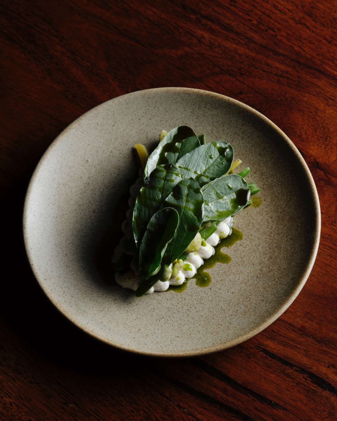 Broad beans with green Beans, macadamia and marjoram at Bar Liberty in Fitzroy, Melbourne