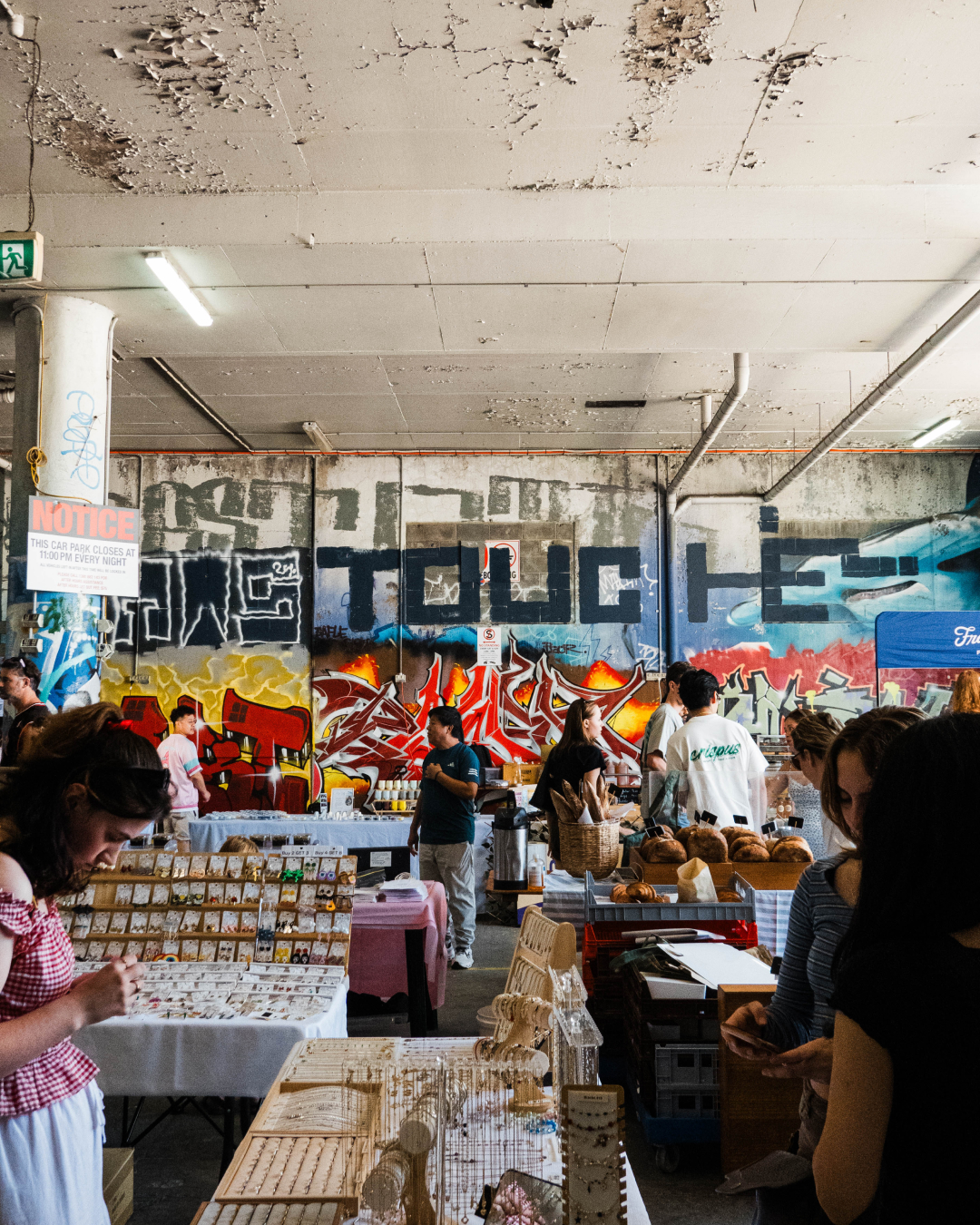 Stalls at Fitzroy Mills Market in Melbourne